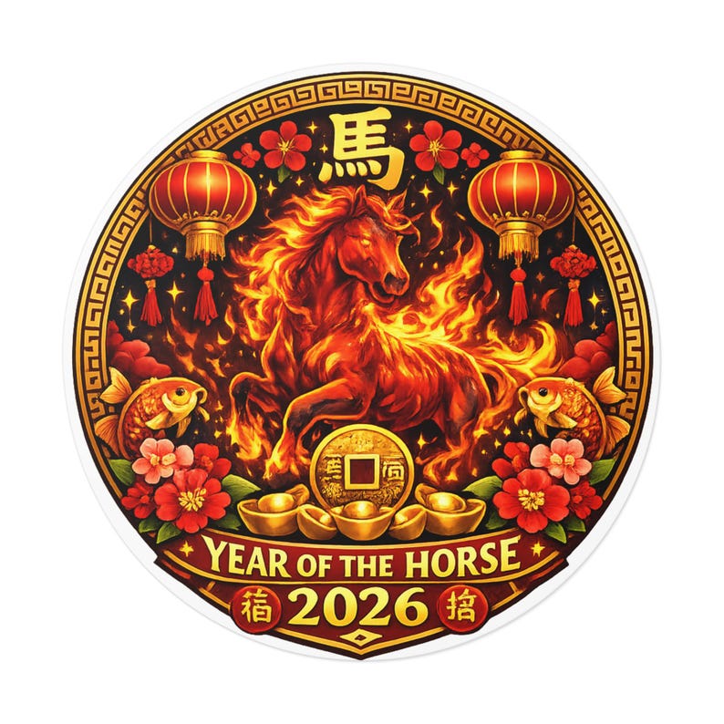 2026 Sticker Year of the Horse | Chinese New Year Zodiac Horse - Etsy