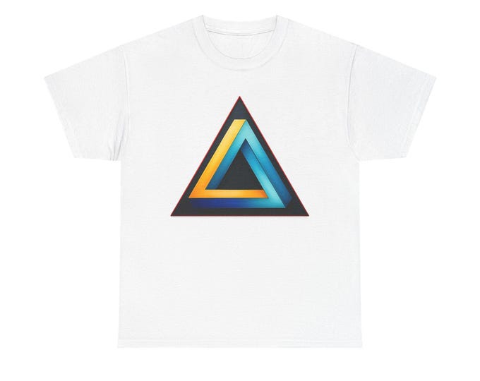 Geometric Impossible Triangle Tee | Neon Gradient Penrose Triangle Shirt