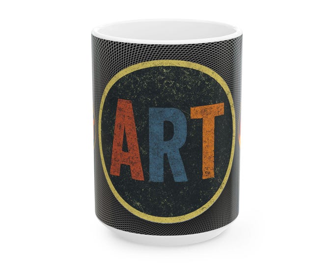 Distressed Art Mug | Vintage Typography Grunge Punk Bauhaus for the Discerning Artist