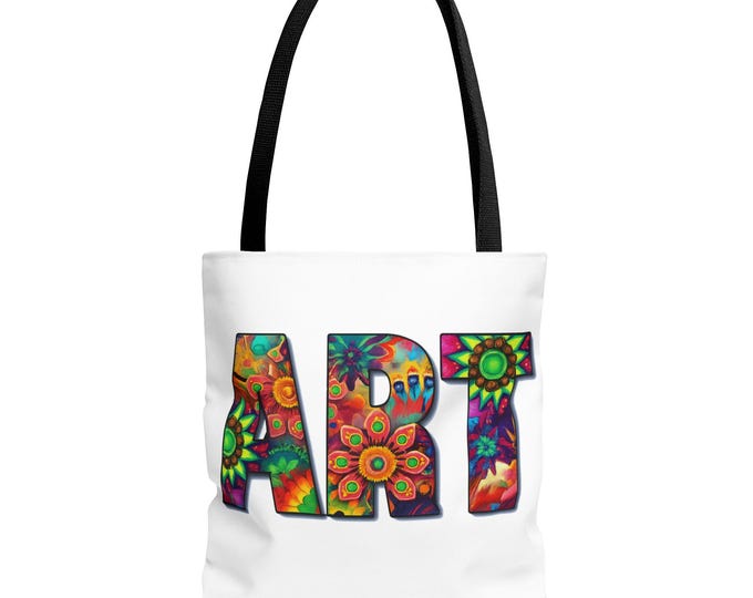 Colorful Floral ART typography Tote Bag | Artist Word Canvas Tote