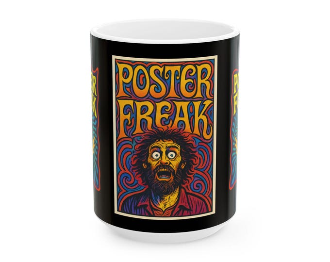 Psychedelic 'Poster Freak' Mug | Retro 1960s Rock Art
