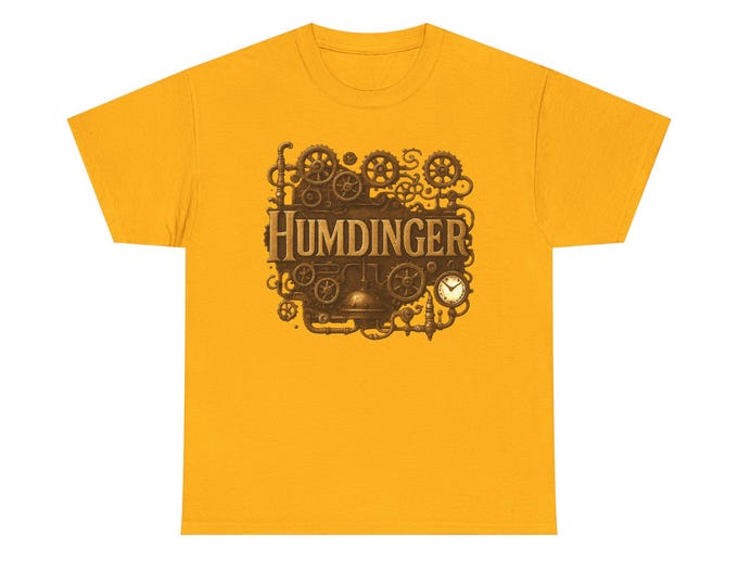 Humdinger Steampunk Gears Tee | Vintage Mechanical Typography