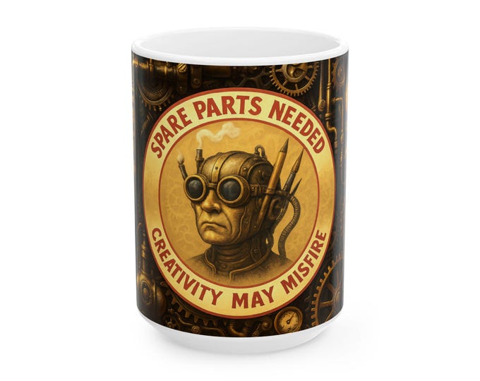 Spare Parts Needed Steampunk Robot Head Mug | parts galore