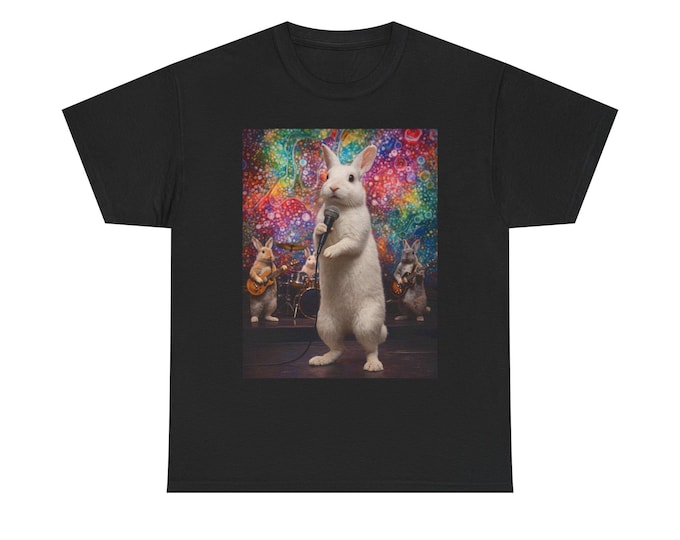 White Rabbit Band Singing Illustration T-Shirt | Psychedelic Light Show Background liked the Jefferson Airplane