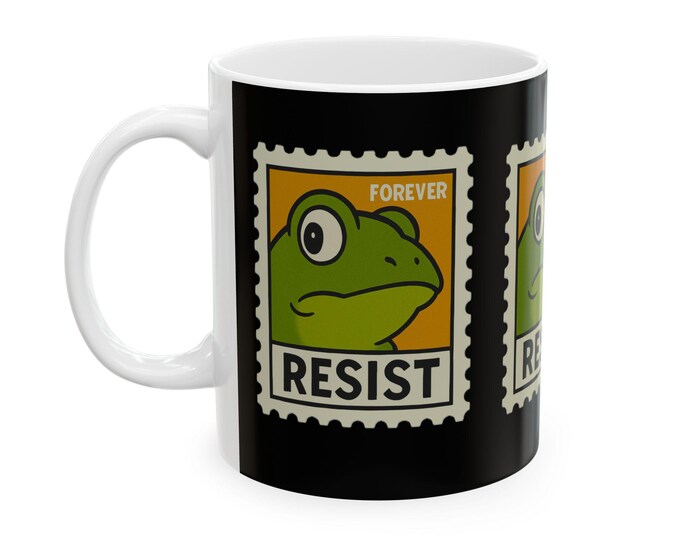 Ceramic Mug Protesting Frog , Political Activist Gift