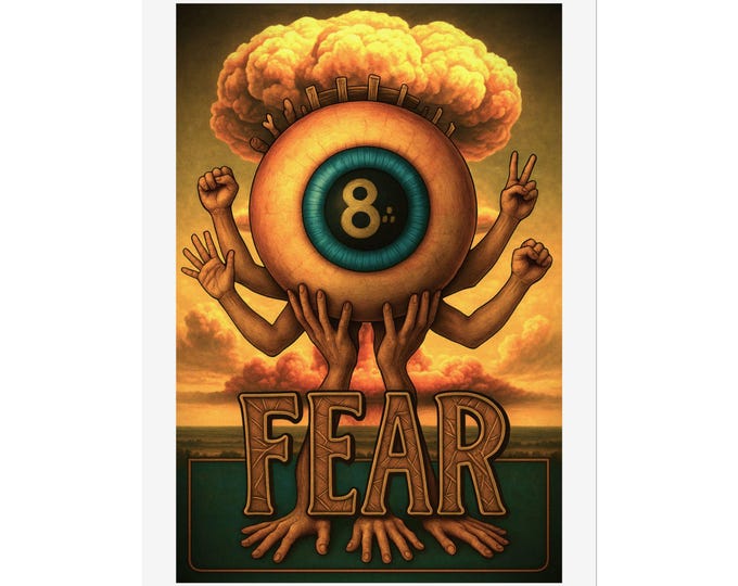 Surreal Eight Ball Eye with Hands Poster | Rolled Poster, Fear Artwork