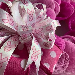 Pink Breast Cancer Awareness Wreath / Breast Cancer Survivor Wreath / Breast Cancer Advocacy Wreath / Breast Cancer Survivor Gift