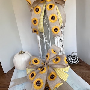 Sunflower Splendor Fall Summer Spring Bow - Handmade Elegance for Wreaths, Lanterns, and Gift Boxes - Vibrant Seasonal Decor - Great Gift!
