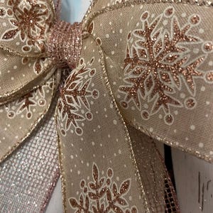 Rose Gold Snowflakes Christmas Bow, Glitter Mesh Ribbon - Etsy