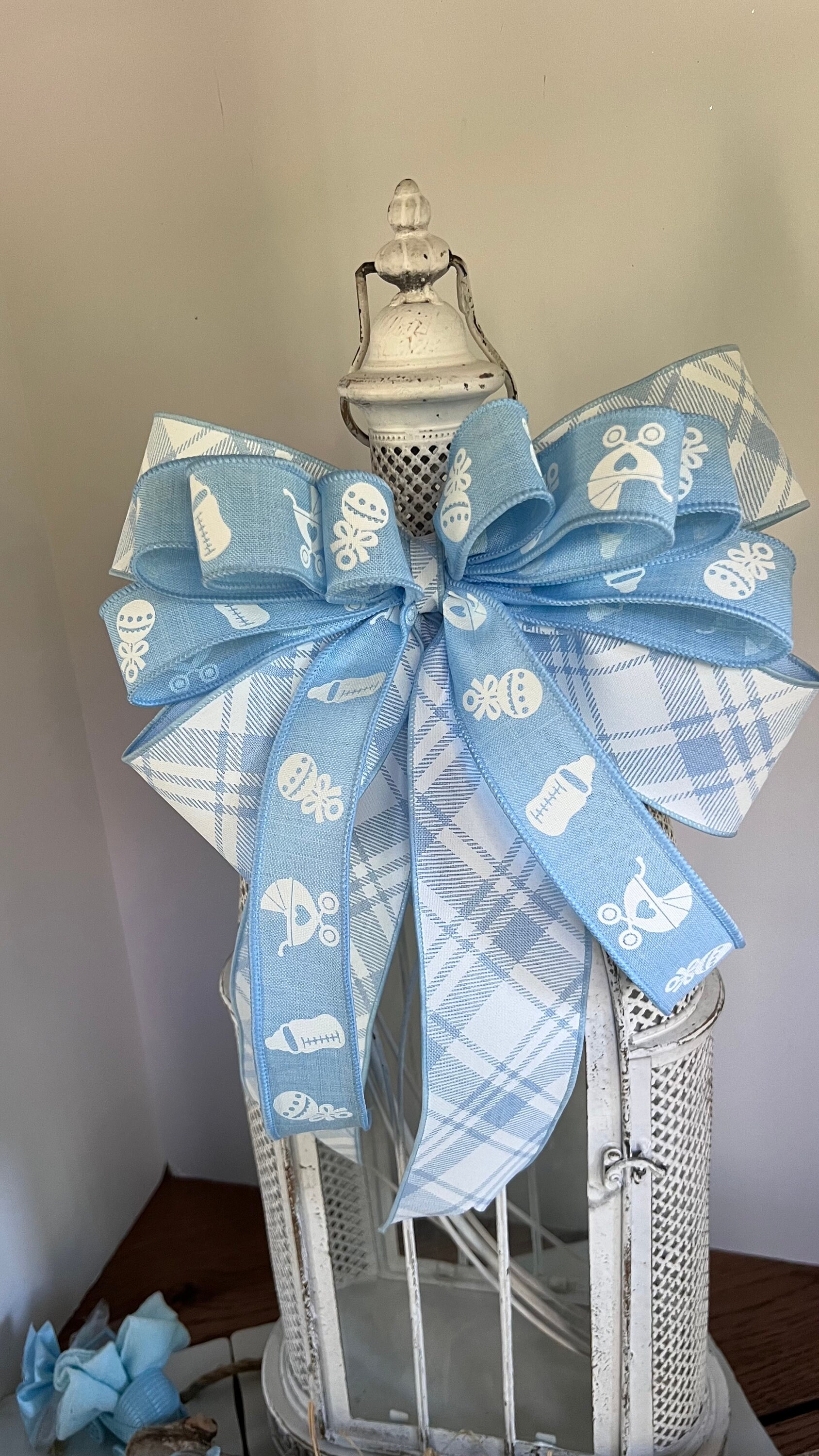 Baby Boy Blue Bow for Diaper Cakes / Wreaths / Garlands / Presents