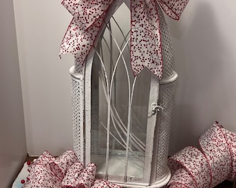 Kerst rode glitter bessen strik /boom topper / brievenbus strik / lantaarn strik / geschenkdoos strik / krans strik / strik strik / open haard