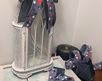 Patriottische strik/Memorial Day Bow/Swag/Kransstrik / 4 juli/ Brievenbusstrik / Lantaarnstrik / Lampstrik / Strik geschenkdoos / For Cross / Begrafenisstrik