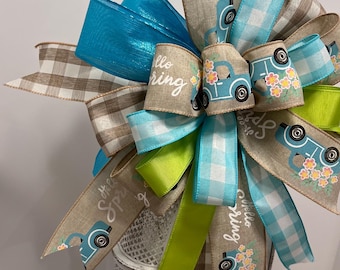Happy Spring Trucks, pastelstrik voor kransen / strik met guirlande / strik voor lampen / strik voor vrachtwagens / strik voor auto's / strik deur / strik deur / cadeaustrik