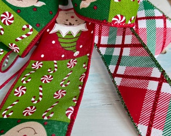 Christmas Elves & Candy Canes Decoratieve Bow / Mailbox Bow / Lantaarn Bow / Lamp Bow / Tree Mantle Bow / Krans Bow / Tree Bow / Swag