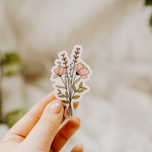 Flower Bouquet Yellow Pink Vinyl Sticker - Etsy