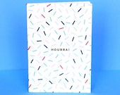 Notebook with memphis patterns - "Hourra !", 60 sheets, Handmade in France