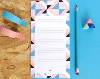 Memo pad geometric art, desk pad pastel colors, office gift