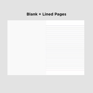 May include: A blank page on the left and a lined page on the right. The text "Blank + Lined Pages" is at the top of the image.