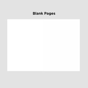 May include: Two blank white pages, side by side, with the text "Blank Pages" above them.