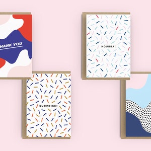 4 cartes de noël, assortiment cartes de voeux , cartes d'anniversaire papier recyclé
