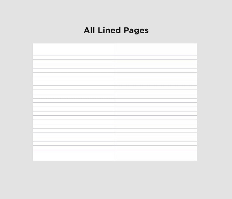 May include: A blank, white lined page, ready for writing or drawing. The page is divided into two sections by a vertical line down the center.