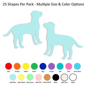 Paquet de 25 - Papier forme chien, chien découpé, chien debout, formes animaux en papier, fournitures créatives en papier pour travaux manuels, fabrication de cartes à faire soi-même