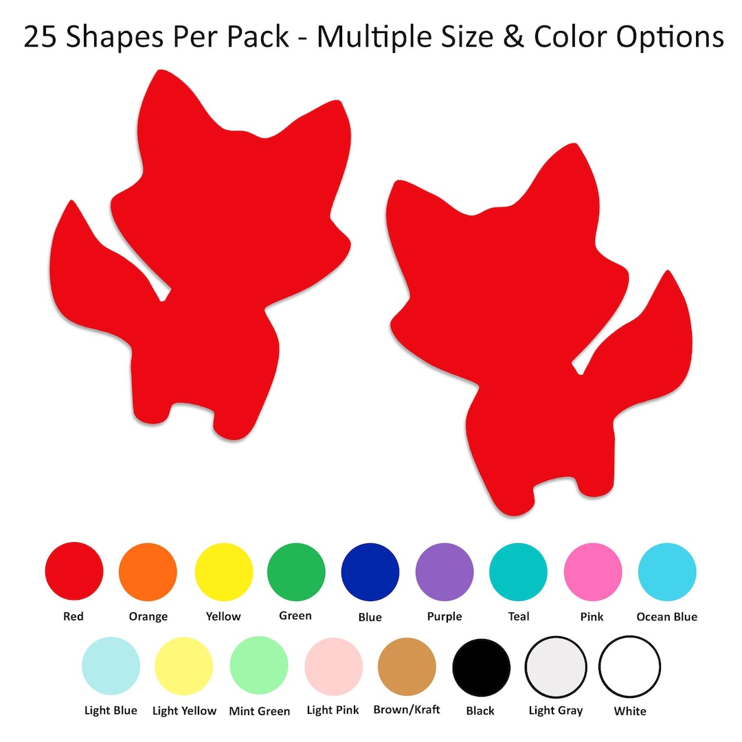 25 Pack - Paper Fox Shape, Fox Die Cut, Fox Cut Outs, Paper Fox Shape ...