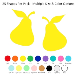 25 pack - Paper Pear Shapes, Pear Paper Cut Out, Paper Pear Die Cut Shapes, Food Paper Shapes, DIY Cardmaking Supplies, Scrapbook Supplies