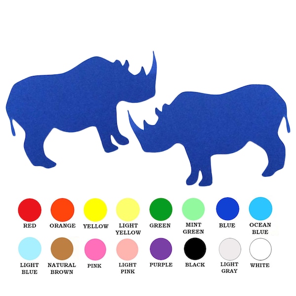 25 Pack - Paper Rhino Shapes, Rhino Die Cut, Rhino Cut Out, Paper Animal Shapes, Animal Party Supplies, DIY Card Making