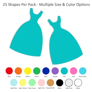 Paquet de 25 - Formes de robe en papier, Robe en papier découpée, Forme de robe découpée, Accessoires de fête en papier, Accessoires pour fabrication de cartes à faire soi-même, Formes pour créations artisanales en papier
