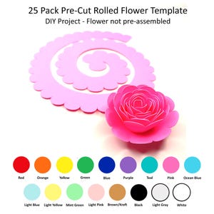 25 Pack - Rolled Paper Flowers, DIY Paper Flowers, Paper Flower Templates, Rolled Flower Templates, Create A Rolled Paper Flower, Design #27
