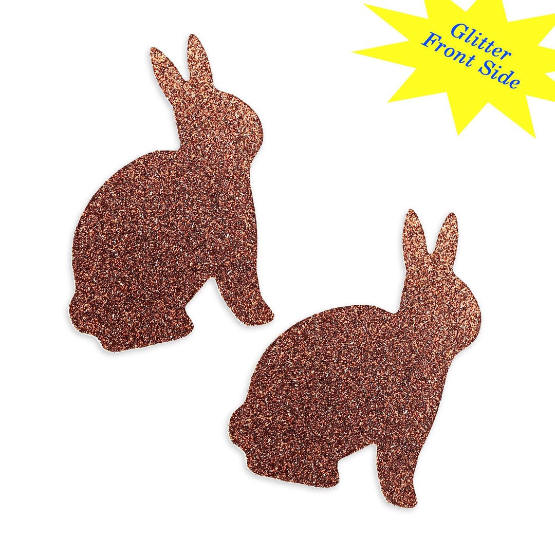 18 Pack - Brown Glitter Rabbit Shapes, 3 Inch Brown Glitter Rabbit ...