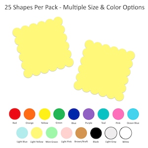 Paquet de 25 - Formes carrées de pétoncles en papier, Découpes carrées de pétoncles, Découpes carrées de pétoncles, Matériel de fabrication de cartes DIY, Matériel de scrapbooking DIY