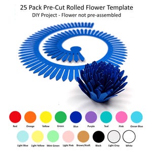 25 Pack - Rolled Paper Flowers, DIY Paper Flowers, Paper Flower Templates, Rolled Flower Templates, Create A Rolled Paper Flower, Design #19