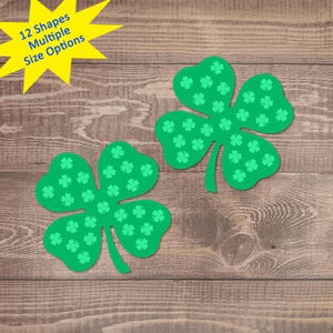 Lot de 12 - Forme de trèfle de la Saint-Patrick, formes en papier pour la Saint-Patrick, trèfles en papier, formes créatives en papier pour la Saint-Patrick