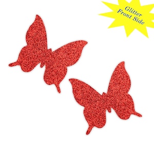 15 Pack - Red Glitter Butterfly Shapes, 2 Inch Red Glitter Butterfly, Glitter Butterfly Paper Shapes, Red Butterfly Shape, Paper Butterflies