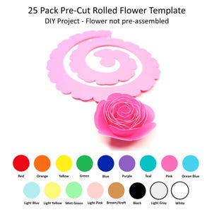 25 Pack - Rolled Paper Flowers, DIY Paper Flowers, Paper Flower Templates, Rolled Flower Templates, Create A Rolled Paper Flower, Design #4