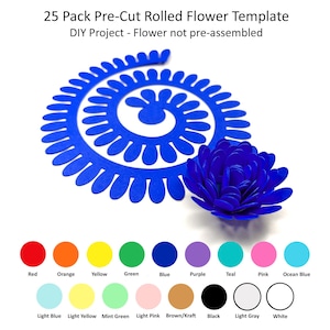 25 Pack - Rolled Paper Flowers, DIY Paper Flowers, Paper Flower Templates, Rolled Flower Templates, Create A Rolled Paper Flower, Design #21