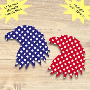 Lot de 12 - Formes de têtes d'aigle en papier, travaux manuels en papier tête d'aigle, formes d'aigle en papier, travaux manuels du 4 juillet, décorations du 4 juillet
