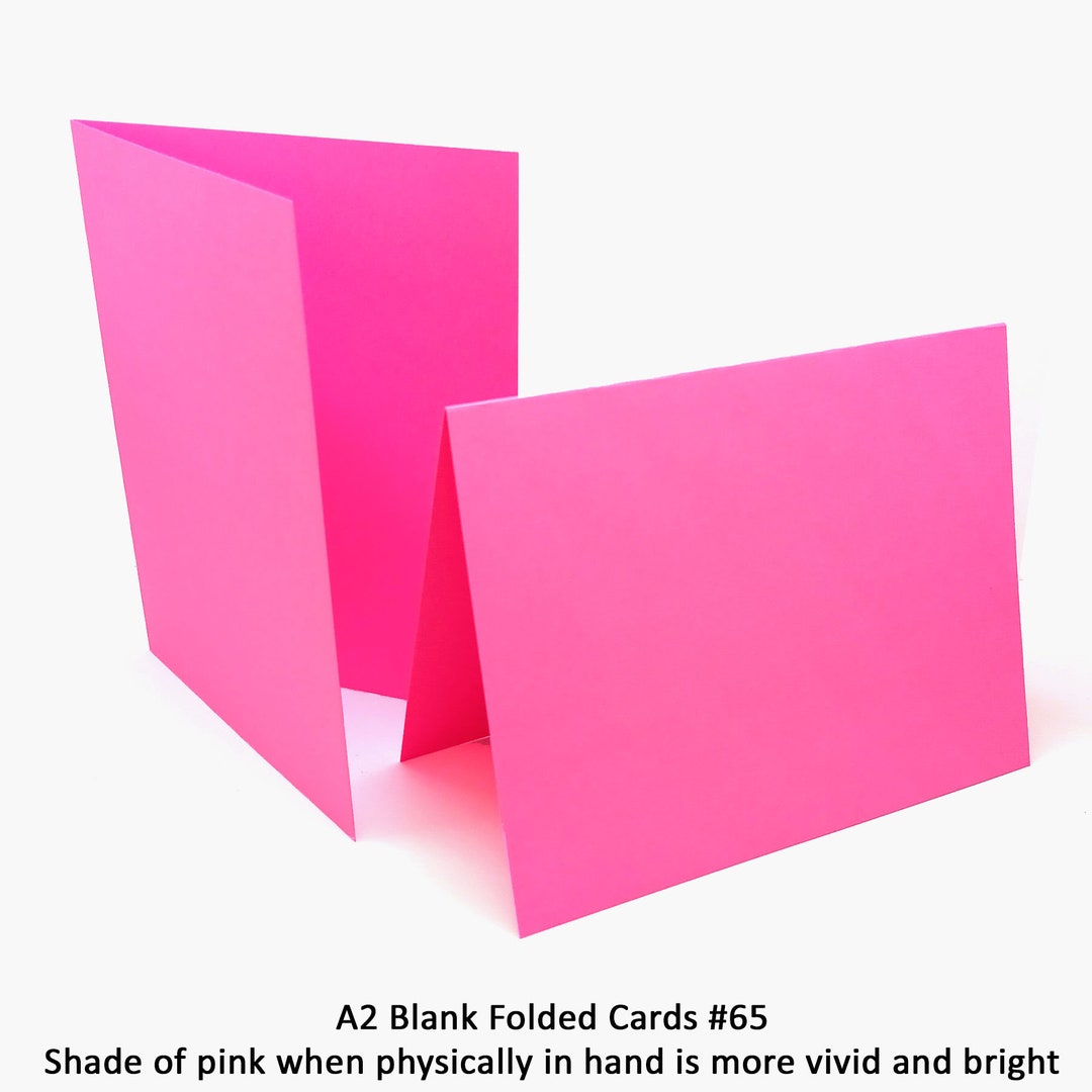 Pink File Cards Pink Blank Folded Cards, Pink A2 Folded Cards, Blank A2 Card, Pink ...