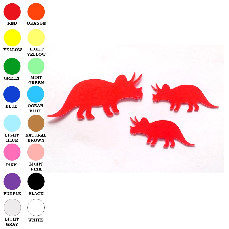 25 Pack - Paper Dinosaur Shape, Dinosaur Die Cut, Dinosaur Cut Outs, Triceratops Shape, Paper Party Supplies
