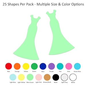 25 pack - Paper Dress Shape, Paper Dress Cut Out, Dress Die Cut, Paper Clothing Shapes, Paper Scrapbook Supplies, Card Making Supplies