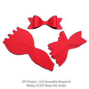 12 Pack - DIY Red Paper Bows, Red Paper Bows, DIY Paper Bows, Paper Party Bows, Paper Gift Bows