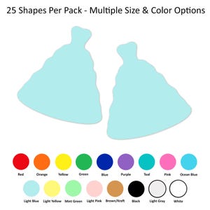 25 pack - Paper Dress Shapes, Paper Dress Cut Out, DIY Card Making, Paper Party Supplies, Paper Clothing Shapes. Cardmaking Supplies