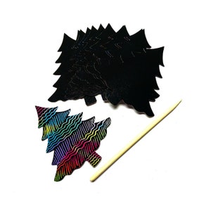 Lot de 12 sapins de Noël en papier à gratter, formes d'arbres de Noël en papier, formes d'arbres en papier, accessoires pour fabrication de cartes, créations maison pour les fêtes