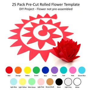 25 Pack - Rolled Paper Flowers, DIY Paper Flowers, Paper Flower Templates, Rolled Flower Templates, Create A Rolled Paper Flower, Design #12