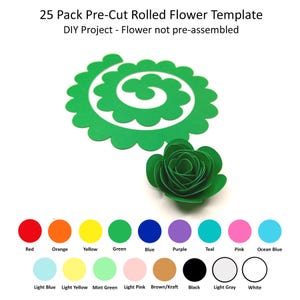 25 Pack - Rolled Paper Flowers, DIY Paper Flowers, Paper Flower Templates, Rolled Flower Templates, Create A Rolled Paper Flower, Design #17