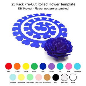 25 Pack - Rolled Paper Flowers, DIY Paper Flowers, Paper Flower Templates, Rolled Flower Templates, Create A Rolled Paper Flower, Design #20