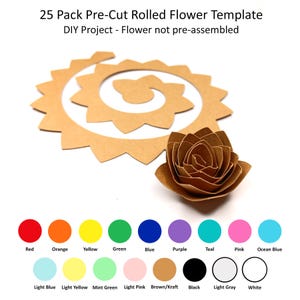 25 Pack - Rolled Paper Flowers, DIY Paper Flowers, Paper Flower Templates, Rolled Flower Templates, Create A Rolled Paper Flower, Design #1