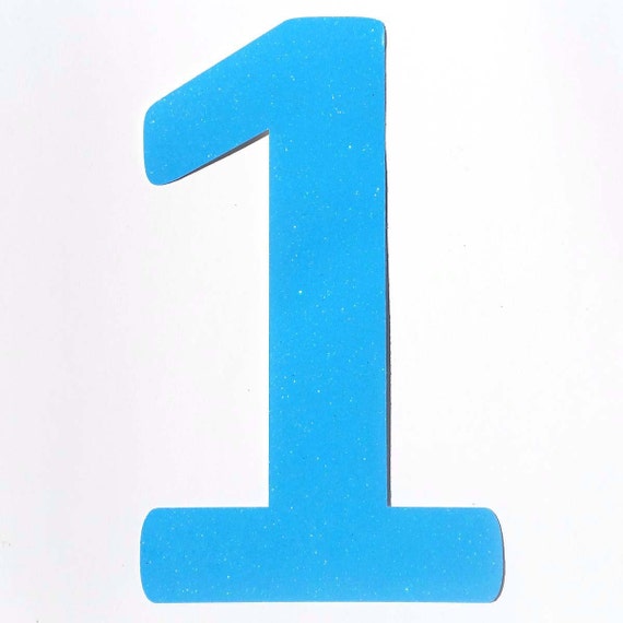 Items similar to Blue Number One, Light Blue One Shape, Number One